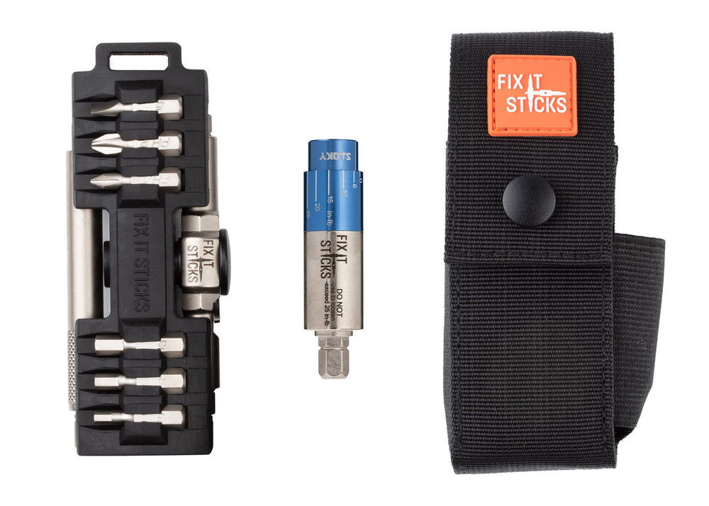 FIX IT STICKS - COMPACT RATCHETING MULTI-TOOL W/ MINI ALL-IN-ONE TORQUE DRIVER AND BELT POUCH