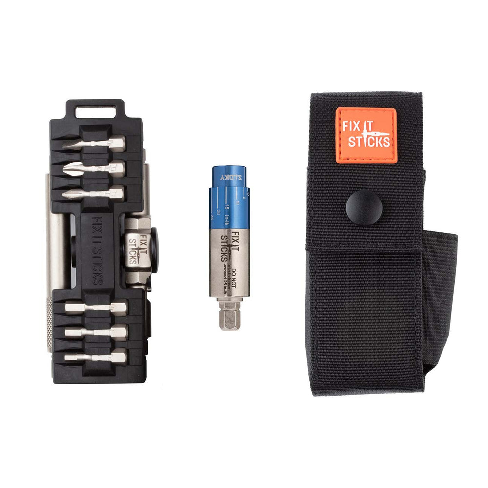 FIX IT STICKS - COMPACT RATCHETING MULTI-TOOL W/ MINI ALL-IN-ONE TORQUE DRIVER AND BELT POUCH