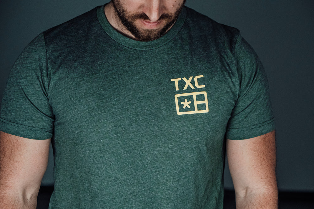 Olive T-shirt with Tan logo