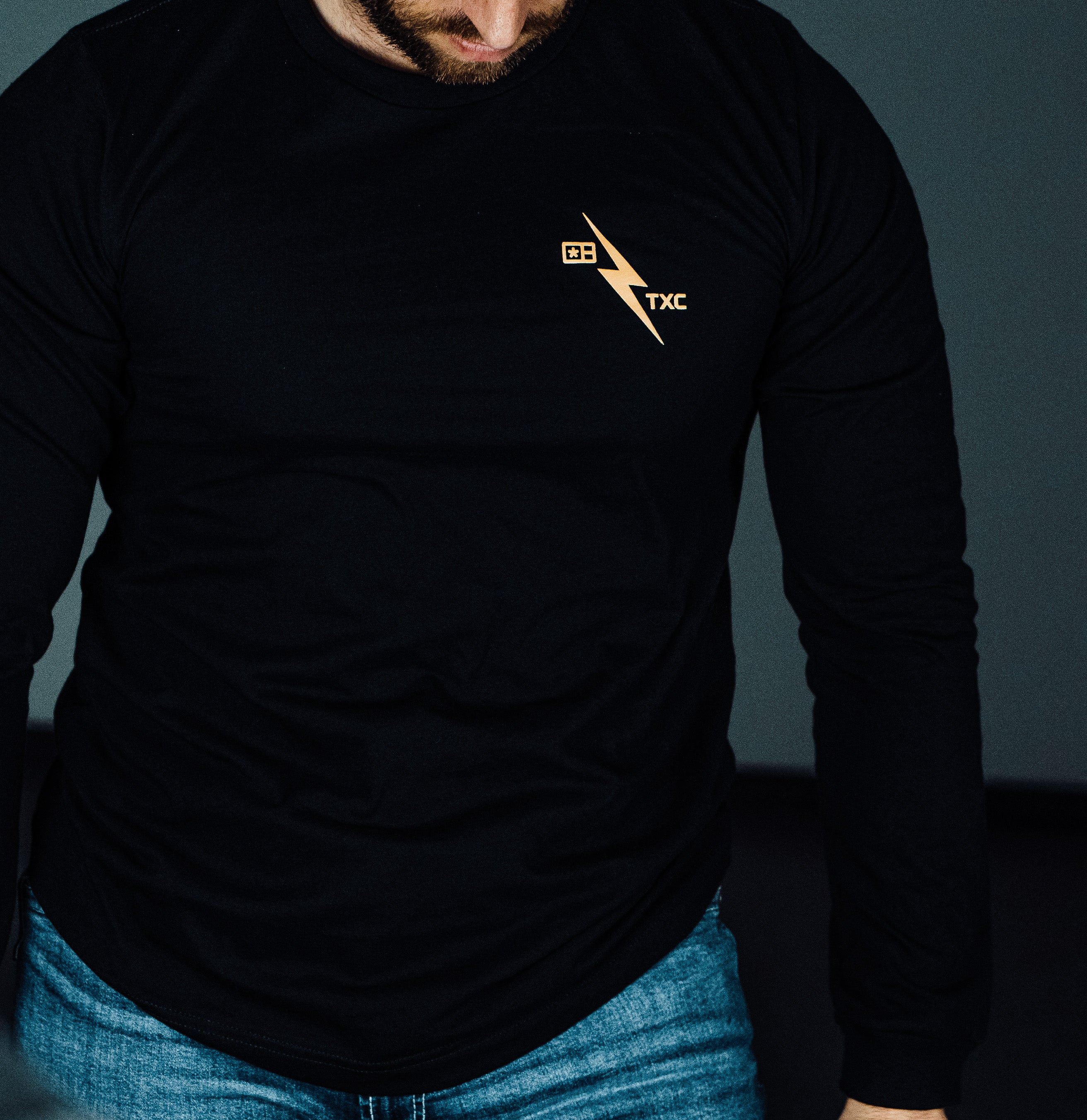 Black Long-sleeve shirt with Tan logo – TXC Holsters