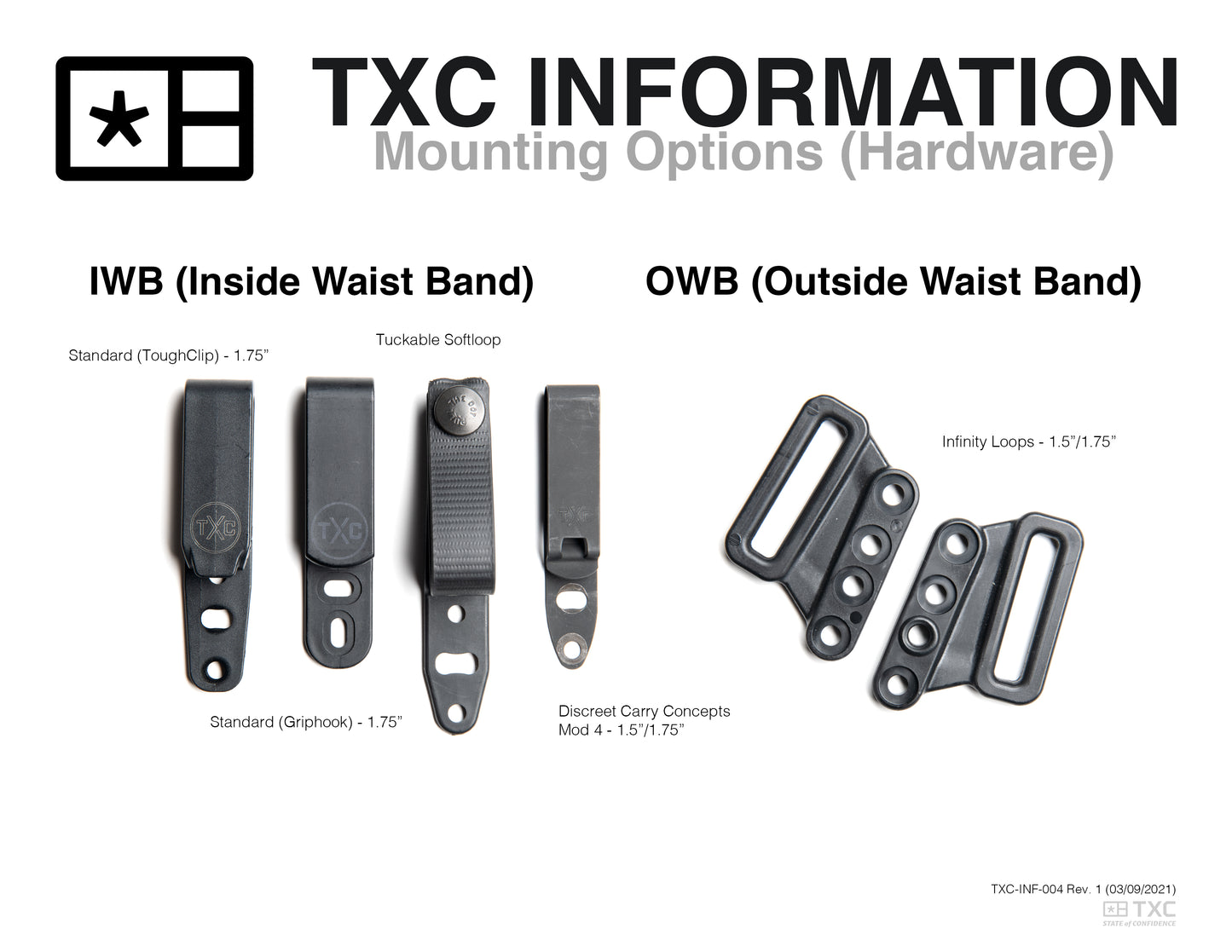 Standard Belt Clip for IWB Kydex Holsters - IWB Kydex Holster Belt